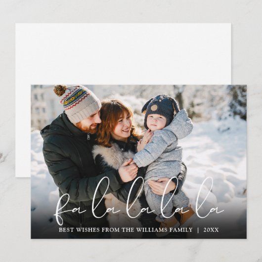Fa La La La Script Foto van Kerstmis Feestdagenkaart (Voorkant / Achterkant)