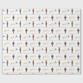 Fa La La La Stripe Kerstman Nutkraker & Mouse King Cadeaupapier (Vlak)