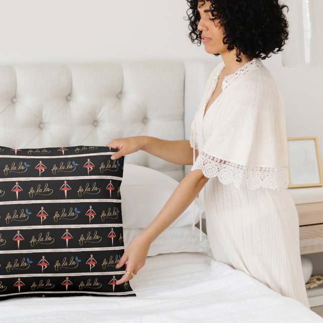 Fa La La La Stripe kerstrecker Ballerina Kussen (Creator heeft geüpload)