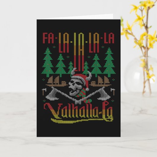 Fa-La-La-La Valhalla-La Noorse Viking Lelijk Kaart (Gele Bloem)