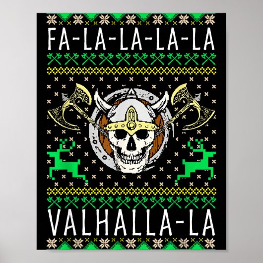 Fa-la-la-la Valhalla-la Viking God Lelijk Kerstfee Poster (Voorkant)