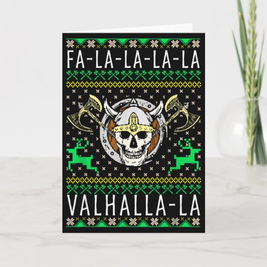 Fa-la-la-la Valhalla-la Viking God Ugly Christmas Kaart (Voorkant)