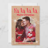 Fa la la la, Vrolijk Kerstfeest Foto Kraft Feestdagenkaart (Voorkant)