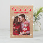Fa la la la, Vrolijk Kerstfeest Foto Kraft Feestdagenkaart (Staand voorkant)