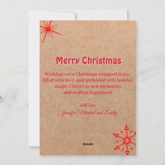 Fa la la la, Vrolijk Kerstfeest Foto Kraft Feestdagenkaart (Achterkant)