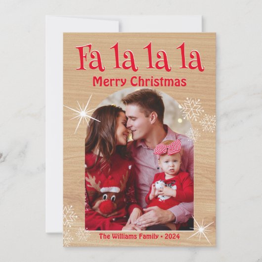 Fa la la la, vrolijke kerstboog foto boerderij feestdagenkaart (Voorkant)