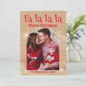 Fa la la la, vrolijke kerstboog foto boerderij feestdagenkaart (Staand voorkant)