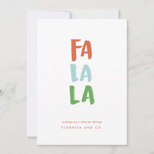 Fa La La La White-ziekteverzekeringskaart Feestdagenkaart (Voorkant)