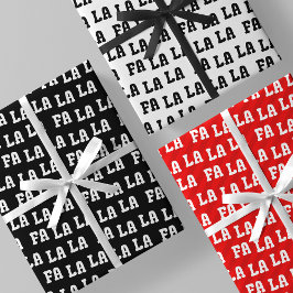 Fa La La La Zwart, Wit & Rode Chic, Stijlvol & Leu Inpakpapier Vel
