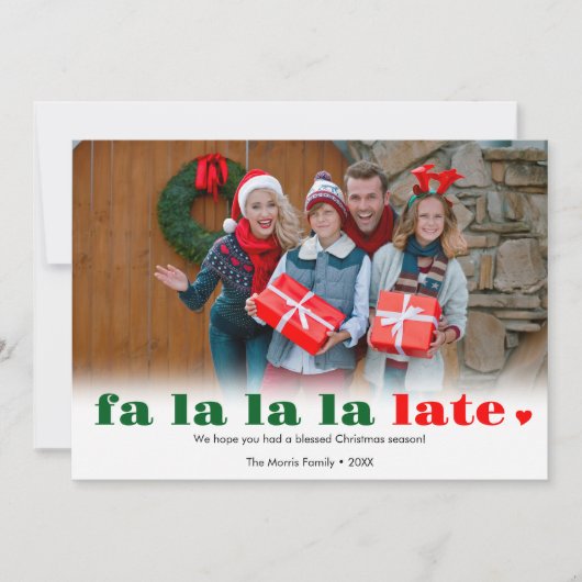 Fa la la laat gemiste Kerstkaart (Voorkant)