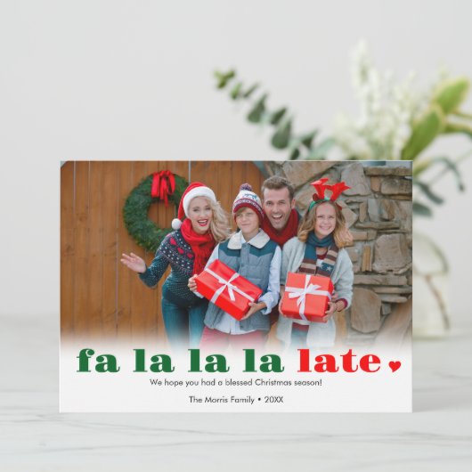 Fa la la laat gemiste Kerstkaart (Staand voorkant)