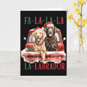 Fa La La Labrador Funny Christmas  Kaart (Gele Bloem)