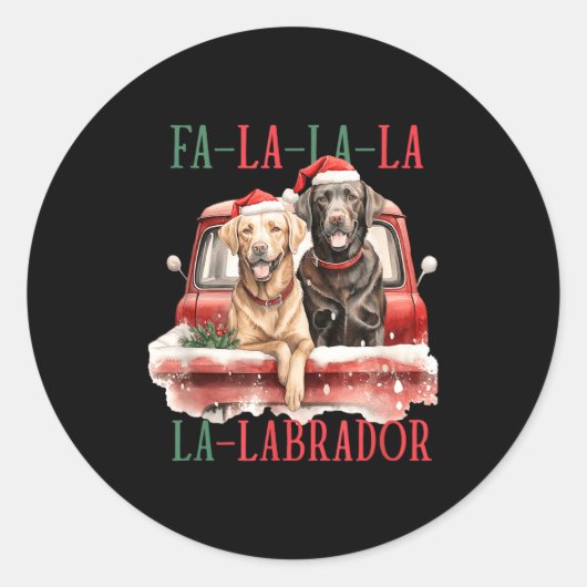 Fa La La Labrador Funny Christmas  Ronde Sticker (Voorkant)
