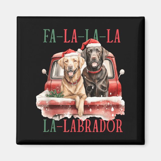 Fa La La Labrador Grappig Kerstfeest Magneet (Voorkant)