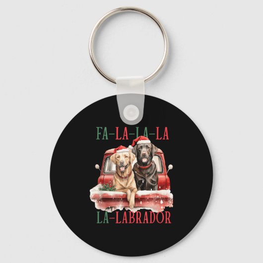 Fa La La Labrador Grappig Kerstfeest  Sleutelhanger (Voorkant)