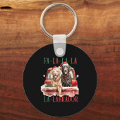 Fa La La Labrador Grappig Kerstfeest  Sleutelhanger (Voorkant)