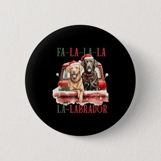 Fa La La Labrador Grappige Kerst  Ronde Button 5,7 Cm (Voorkant)