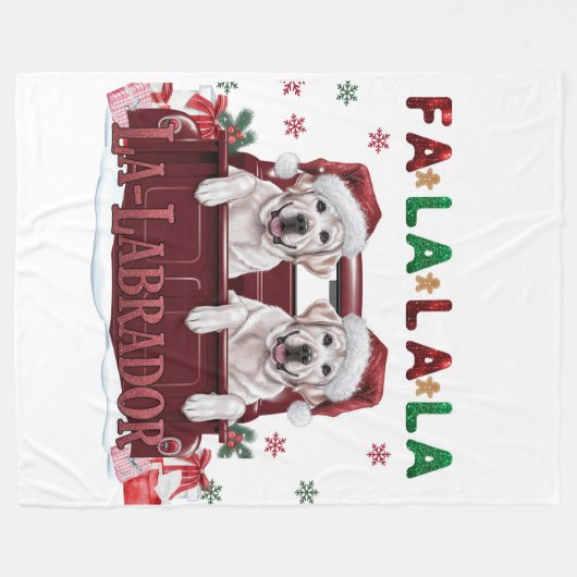 Fa La La Labrador Kerstmis Fleece Deken (Voorkant (Horizontaal))
