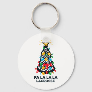 Fa La La Lacrosse Speler Kerstboom Lichten XMA Sleutelhanger