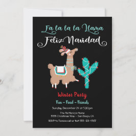 Fa la la Lama Gelukkig Kerstfeest Uitnodiging