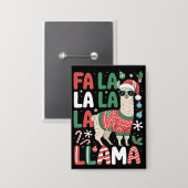 Fa La La Lama Grappige Lama Kerstmis Dierenliefheb Button (Voorkant / Achterkant)