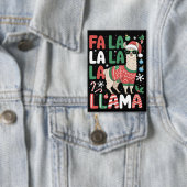 Fa La La Lama Grappige Lama Kerstmis Dierenliefheb Button (Insitu)