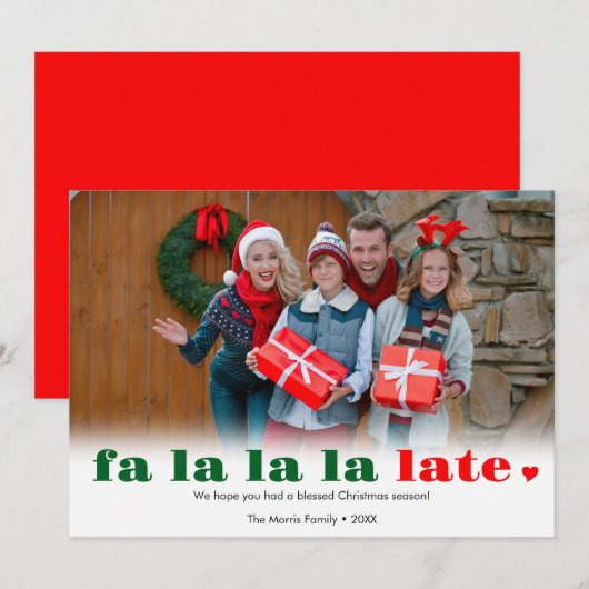 Fa la la late Kerstmis kerstkaart gemist (Voorkant / Achterkant)