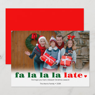 Fa la la late Kerstmis kerstkaart gemist