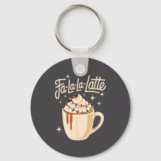 Fa La La Latte Humorous Pun Funny Retro Coffee Chr Sleutelhanger (Voorkant)