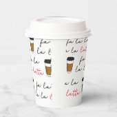 Fa la la Latte Kerstkoffie Illustratie Papieren Bekers (Links)