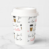 Fa la la Latte Kerstkoffie Illustratie Papieren Bekers (Rechts)