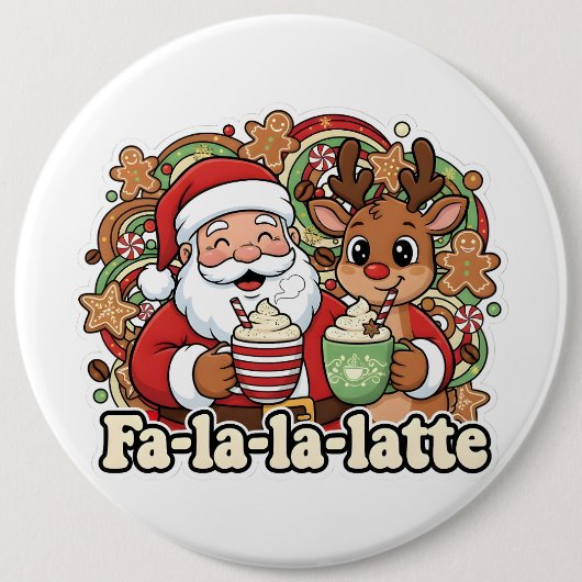 Fa-la-la-Latte Ronde Button 6,0 Cm (Voorkant)