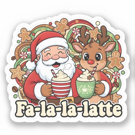 Fa-la-la-Latte Sticker (Voorkant)