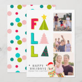 FA LA LA LLAMA 3 FOTO feestelijk plezier kinder Feestdagenkaart (Voorkant / Achterkant)