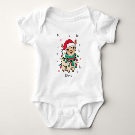 Fa La La Llama Baby – Grappige kerstlama Romper (Voorkant)