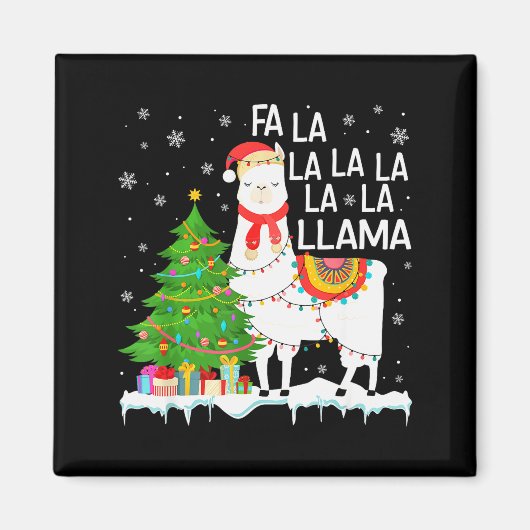 Fa La La Llama Christmas Funny Xmas Pajamas Animal Magneet (Voorkant)