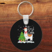Fa La La Llama Christmas Funny Xmas Pajamas Animal Sleutelhanger (Voorkant)
