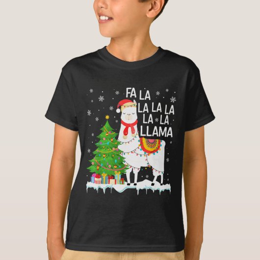 Fa La La Llama Christmas Funny Xmas Pajamas Animal T-shirt (Voorkant)