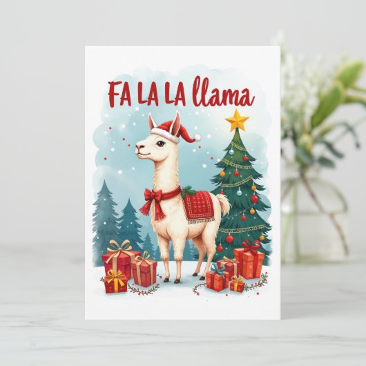 Fa La La Llama Christmas Kaart (Staand voorkant)