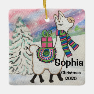 Fa La La Llama Cute Whimsical Ceramic Ornament