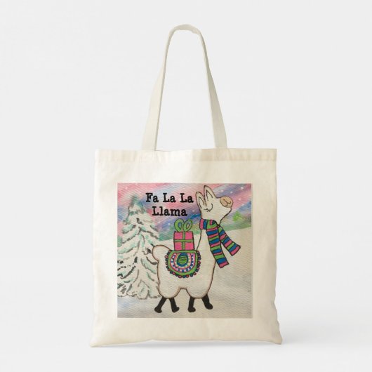 Fa La La Llama Cute Whimsical Tote Bag (Achterkant)