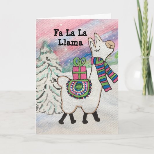 Fa La La Llama Fun Modern Holiday Card Feestdagen Kaart (Voorkant)