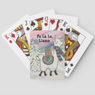 Fa La La Llama Fun Modern Kerstmis Pokerkaarten