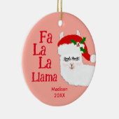 Fa La La Llama Funny kerstcitaat Roze Kinderen Keramisch Ornament (Rechts)