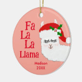 Fa La La Llama Funny kerstcitaat Roze Kinderen Keramisch Ornament (Links)