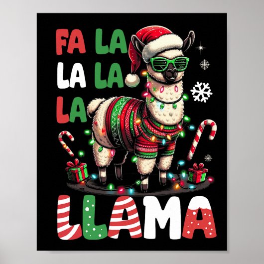 Fa La La Llama Funny Llama Christmas Dierenvriend Poster (Voorkant)