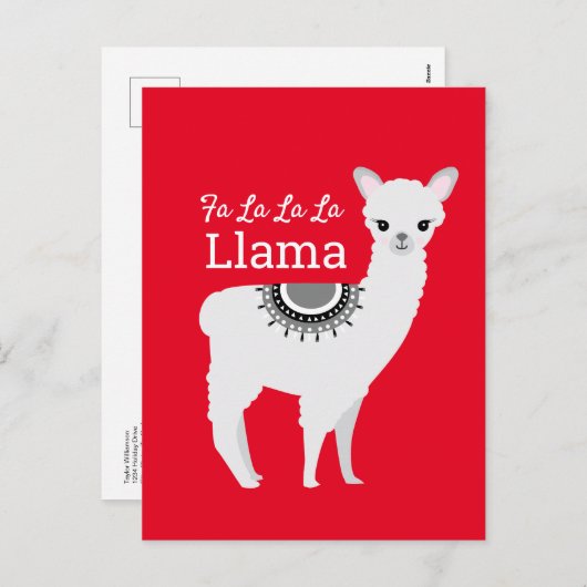 Fa la la Llama Funny Red Funny Kerstmis Feestdagenkaart (Voorkant / Achterkant)