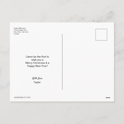 Fa la la Llama Funny Red Funny Kerstmis Feestdagenkaart (Achterkant)