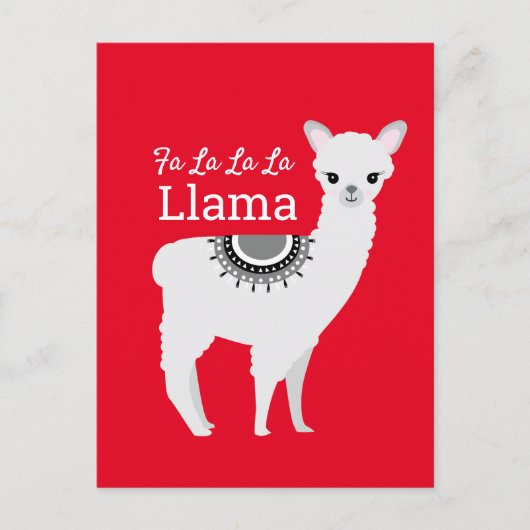 Fa la la Llama Funny Red Funny Kerstmis Feestdagenkaart (Voorkant)