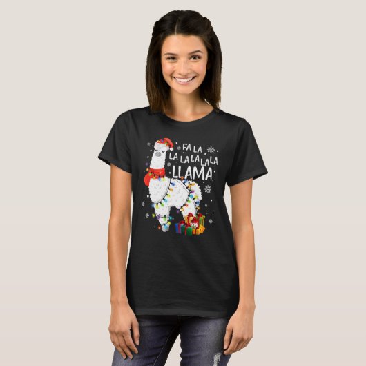 Fa La La Llama Funny Shirt Kerstmis (Voorkant volledig)